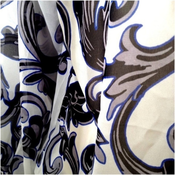 EXPRESS Tie Neck Sheer Blouse Bodysuit Deep V Neck - Picture 4 of 7